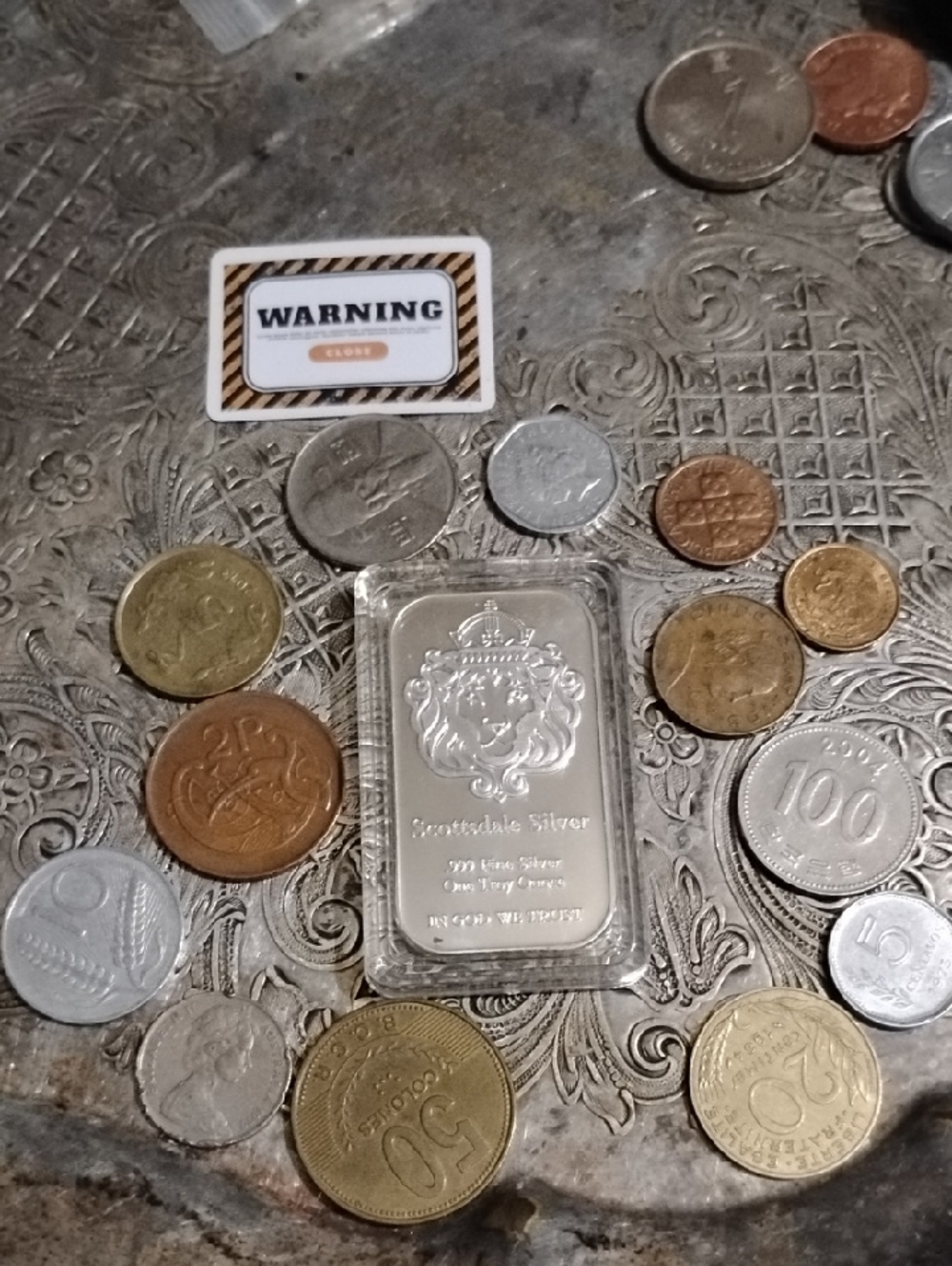 Scottsdale Silver 1 oz Lion Plate Bar - Silver Tone